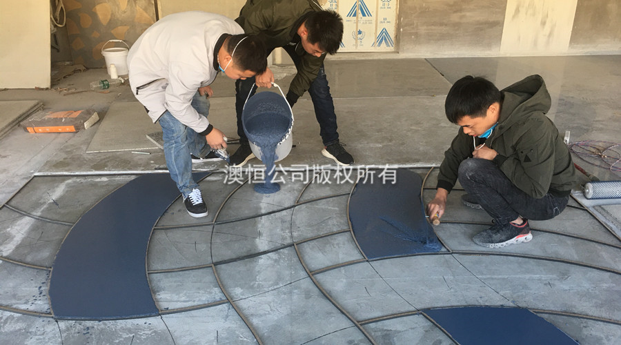 新型無機(jī)磨石施工現(xiàn)場